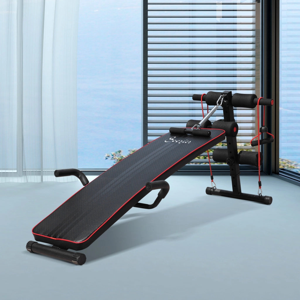 Panca Addominali Regolabile Multifunzione per Fitness ¨C zephmum ¨C Nero, Acciaio, 120kg