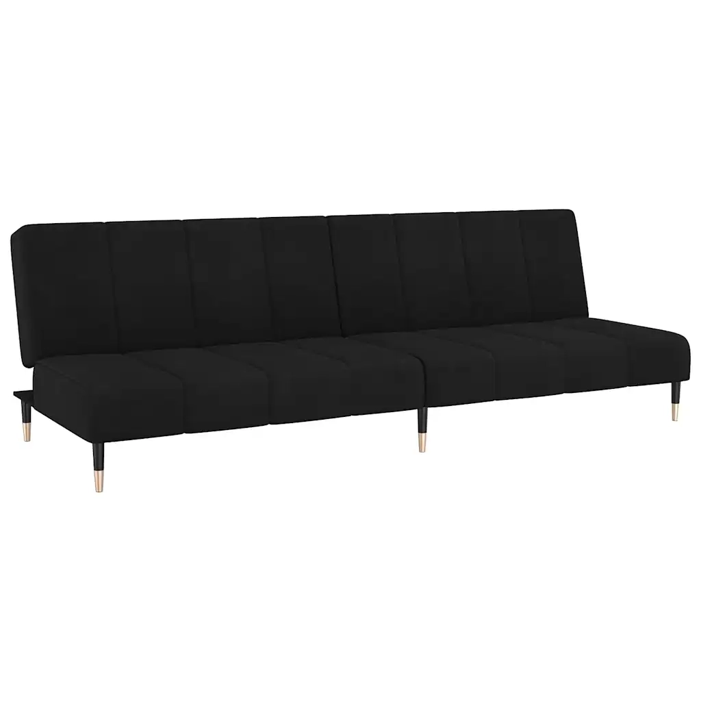 Divano Letto a 2 Posti Nero in Velluto 375880