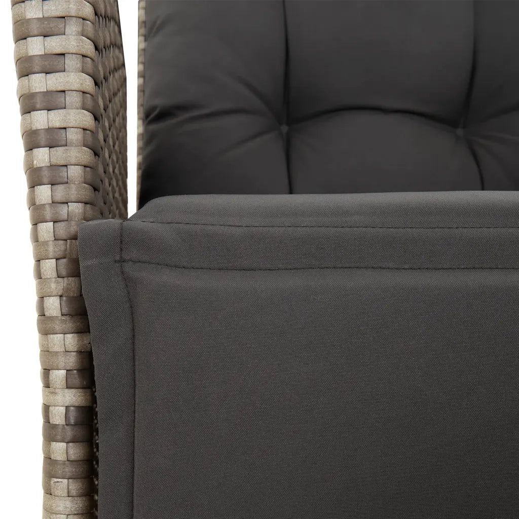Sedia Reclinabile da Giardino con Poggiapiedi Grigia Polyrattan 365283