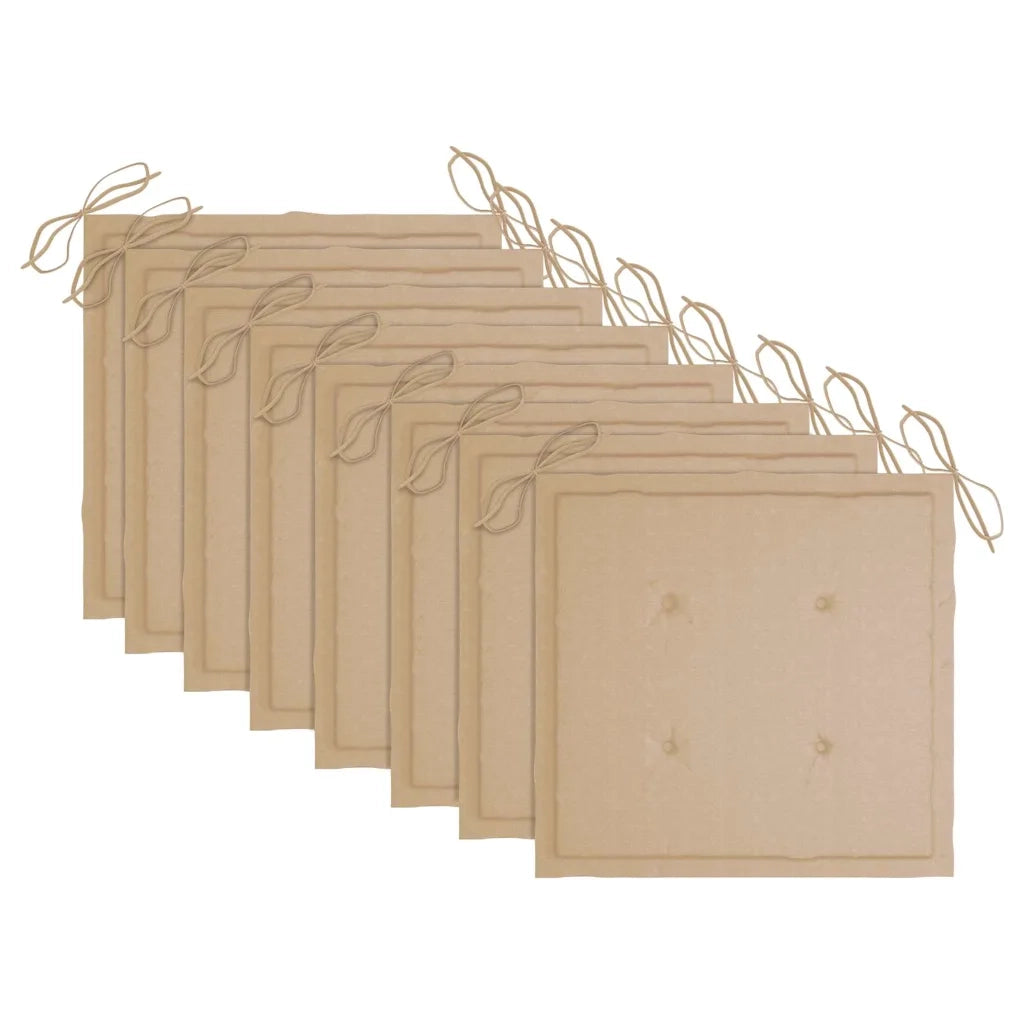 Sedie da Giardino 8 pz con Cuscini Beige in Massello di Teak cod mxl 8361