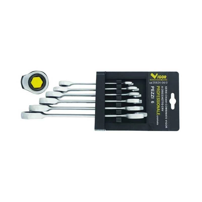 Serie Chiave Combinate Vigor a Cricchetto Crv Pezzi 6