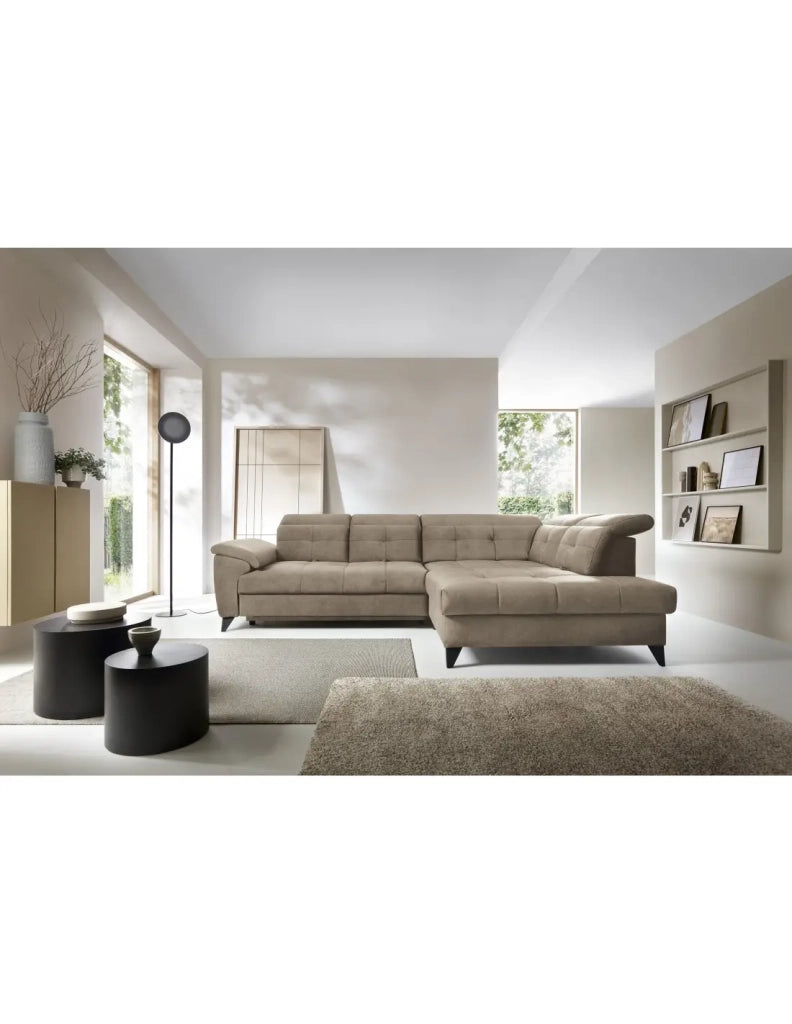 Divano ad angolo Beige 5 posti angolo destro chaise longue comfort INFERNO