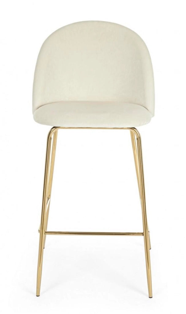 Set 2 Sgabelli 51x55x105 cm in Poliestere Effetto Velluto Bianco