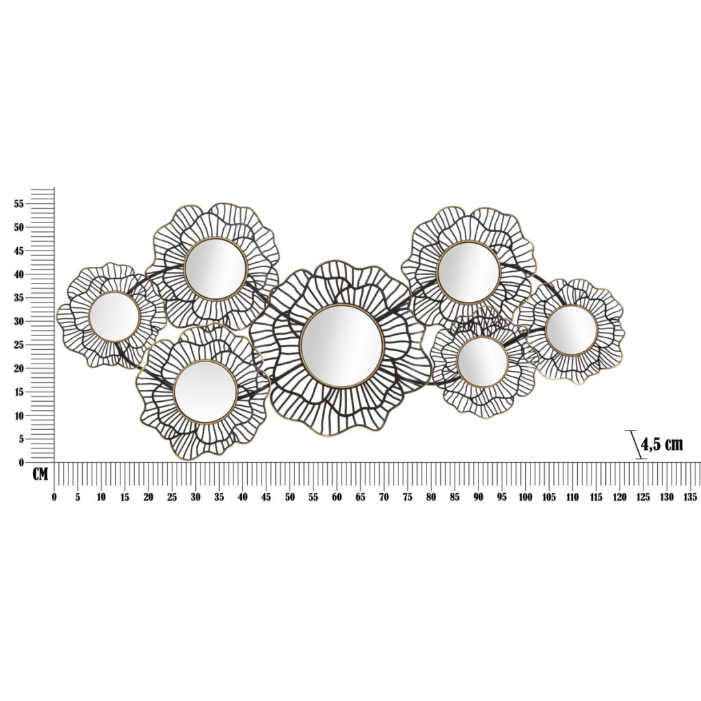 Decorazione in Metallo 3D Cerchi 3, Nero, Metallo, 121x5x56 cm