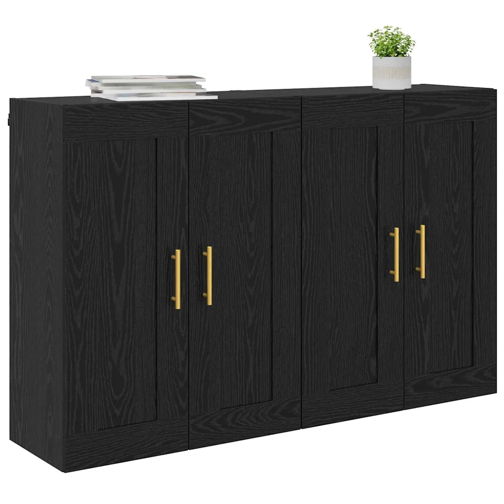 Mobile a muro 2 pcs Rovere Nero 69,5 x 34 x 90 cm