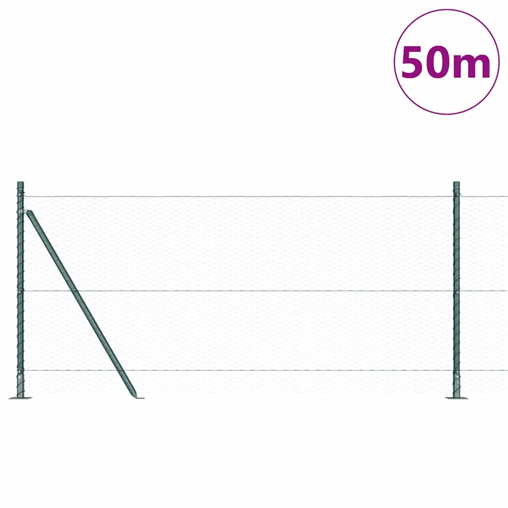 Palo della recinzione Verde 50 x 1 m (rete 25 mm) Acciaio e PVC