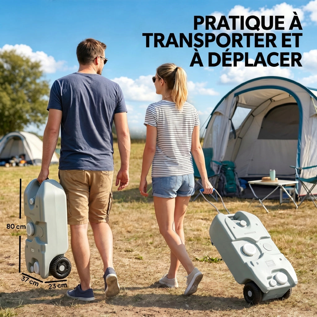 Bidone d'acqua portatile 40 L con ruote e maniglie ¨C zephmum ¨C 37x23x80 cm grigio