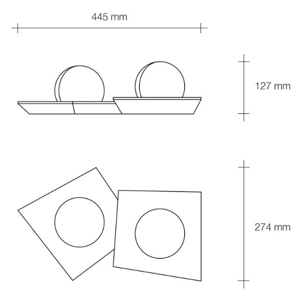 CICLADI lampada da soffitto 2 Luci in gesso bianca attacco GX53 l.44,5cm
