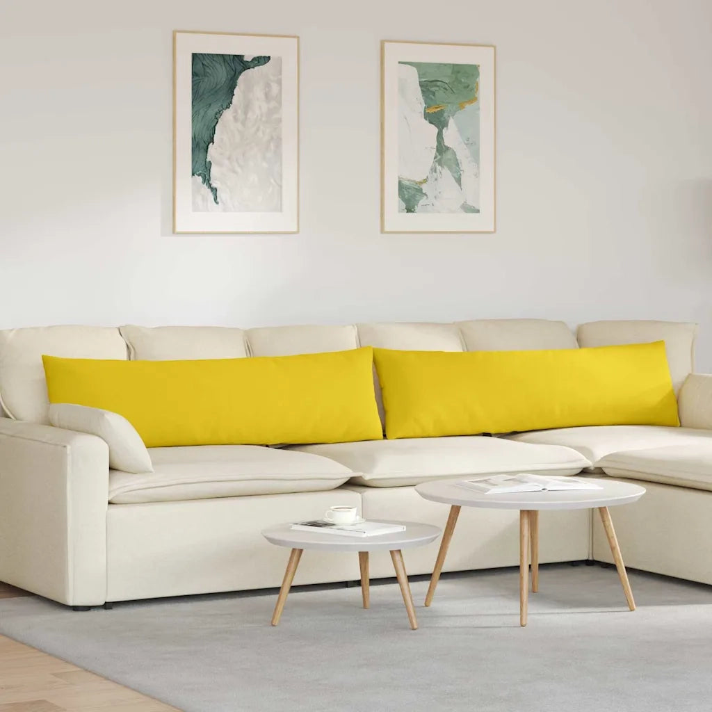 Cuscini da Divano 2 pcs Giallo Chiaro 145 x 40 cm Tessuto
