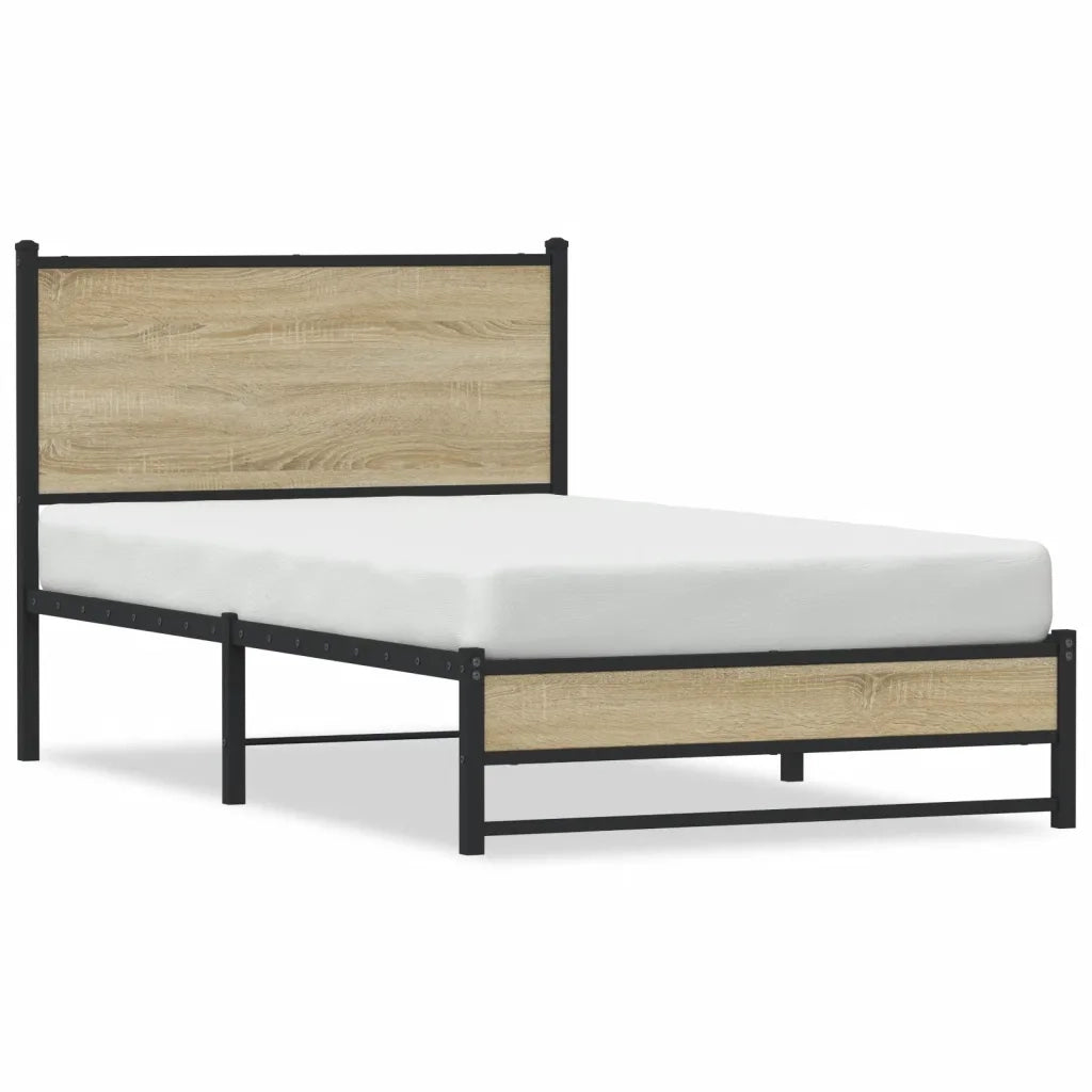 vidaXL Giroletto senza Materaso in Metallo Rovere Sonoma 107x203 cm