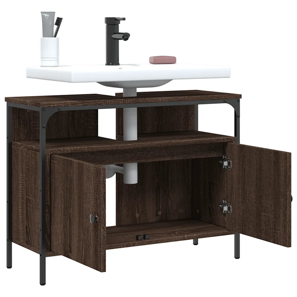 Mobile Lavabo Bagno Rovere Marrone 80x30x60cm Legno Multistrato 842445