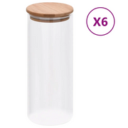 Barattoli di Vetro con Coperchio in BambÃ¹ 6 pz 1000 ml cod mxl 54738