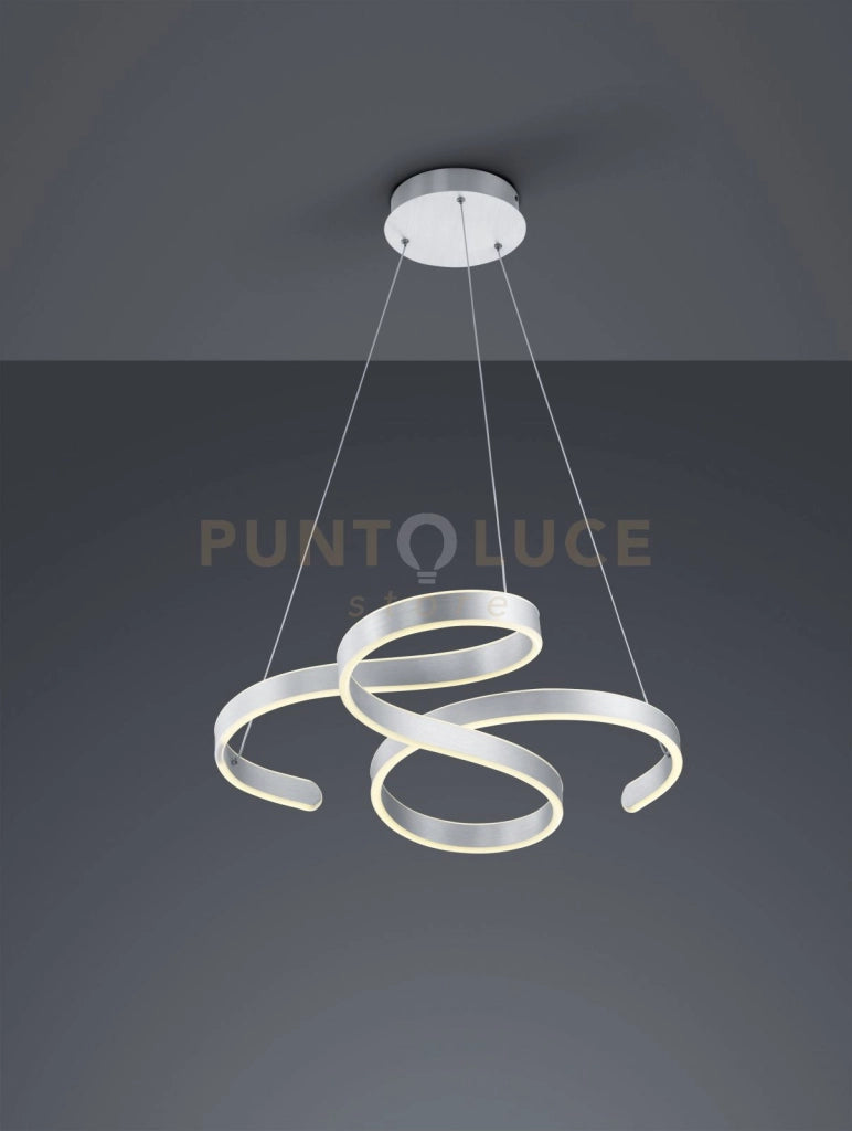 FRANCIS SOSPENSIONE LED 48W 5600lm, 3000K VORTICI ALLUMINIO SATINATO CON REGOLAZIONE INTENSITA' CON INTERRUTTORE D.72CM