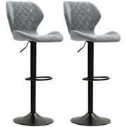 Set 2 Sedie da Bar con Schienale, Regolabili, Girevoli, Grigio ¨C zephmum ¨C Struttura Metallo, Tessuto