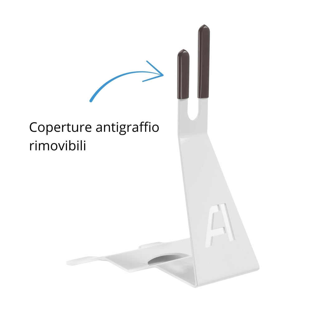 Andrys Porta Bici Piedistallo 1 Posto con Protezioni Acciaio Verniciato Bianco
