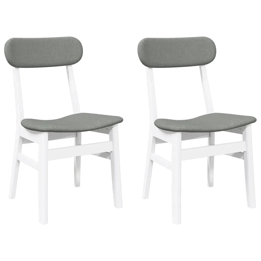 Sedie da Pranzo con Cuscini 2 pz Bianco Legno Massello di Hevea 4102439