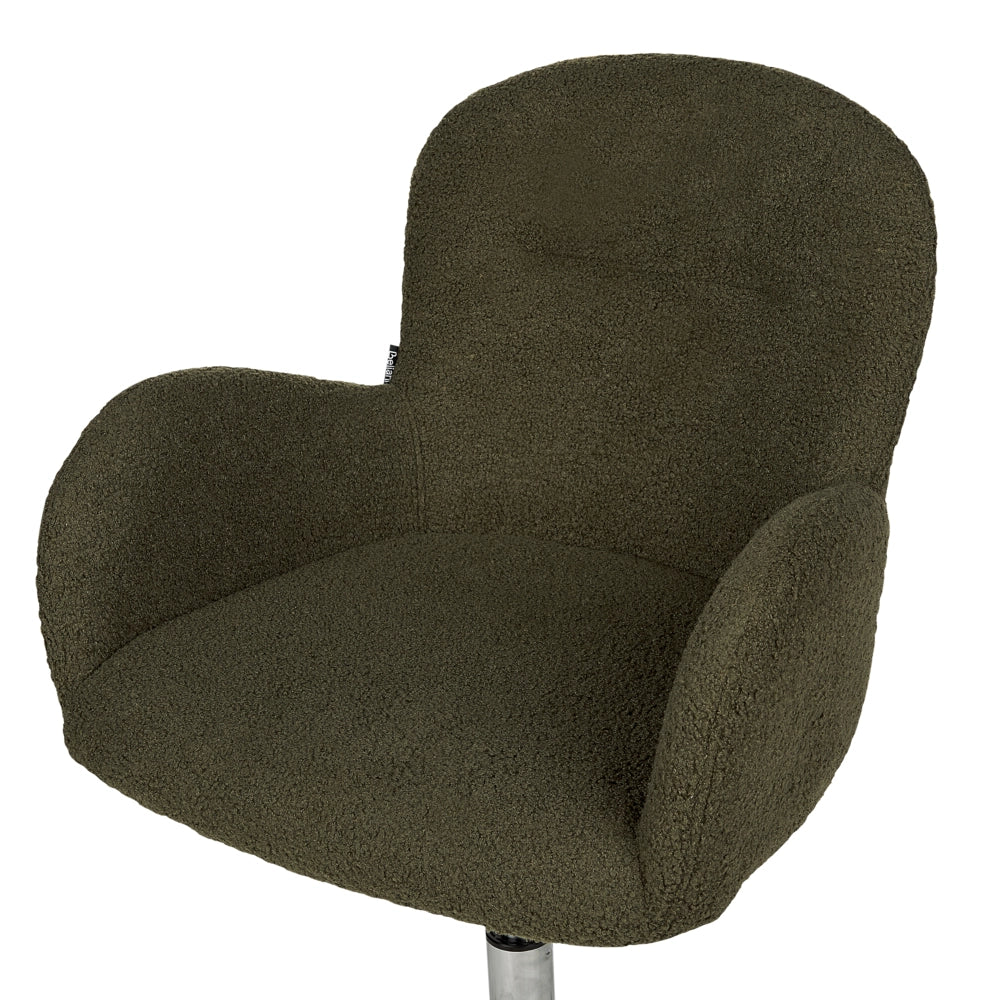 Sedia da ufficio girevole con altezza regolabile in tessuto boucle verde stile moderno retrò ufficio di casa