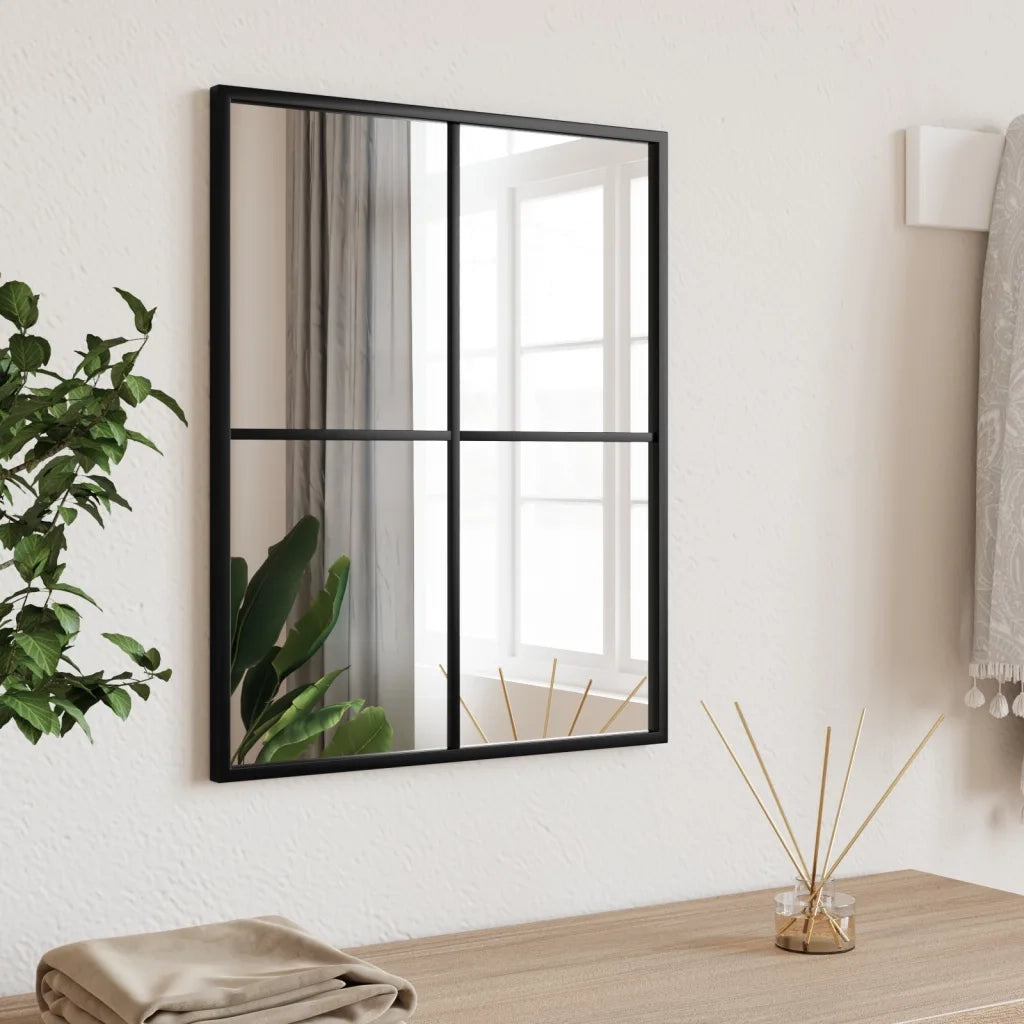 Specchio da Parete-Specchio a Muro-Specchio Decorativo Nero 40x50 cm Rettangolare in Ferro