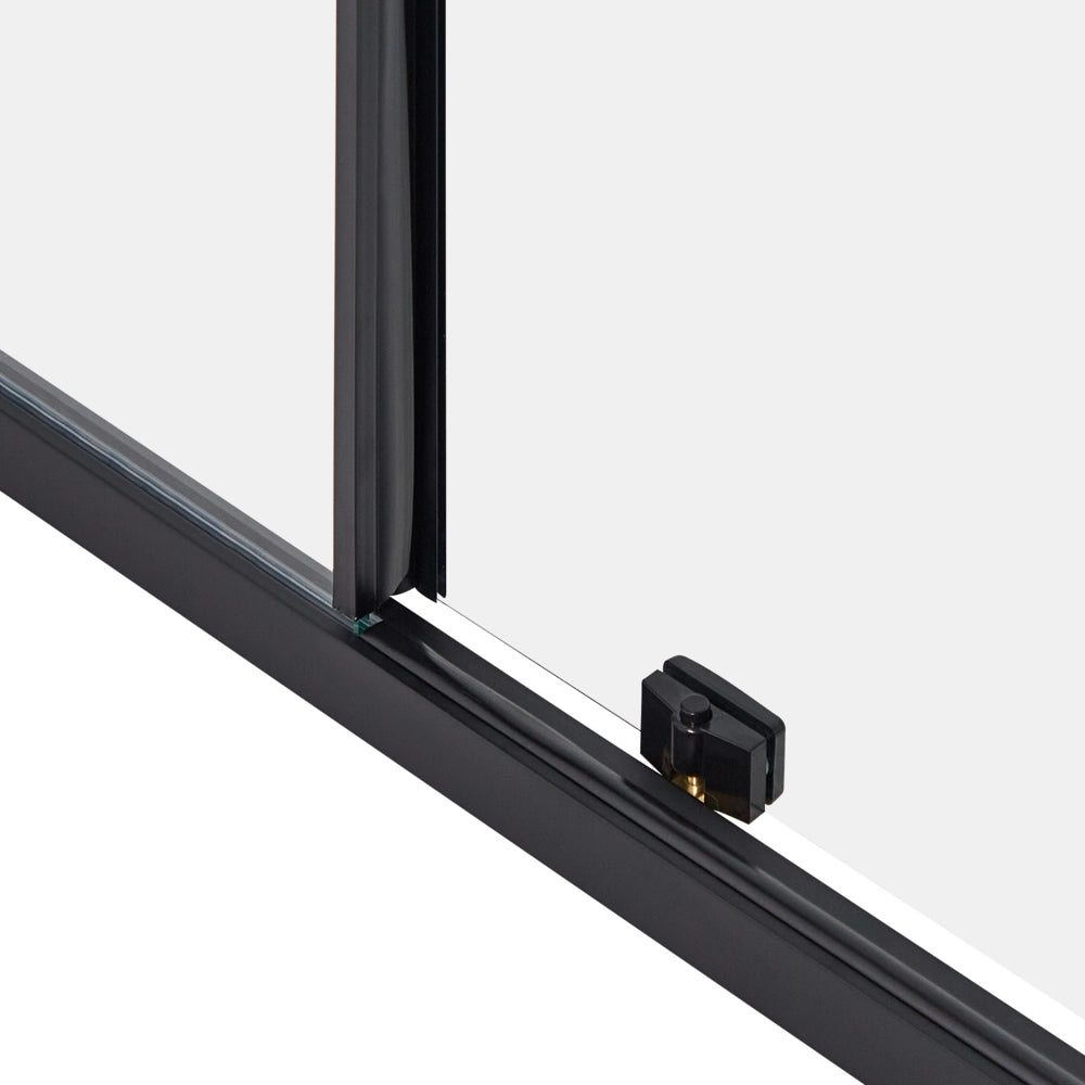 Box Doccia Vetro Temperato nero Cornice Alluminio Anta Singola 80x100x185cm