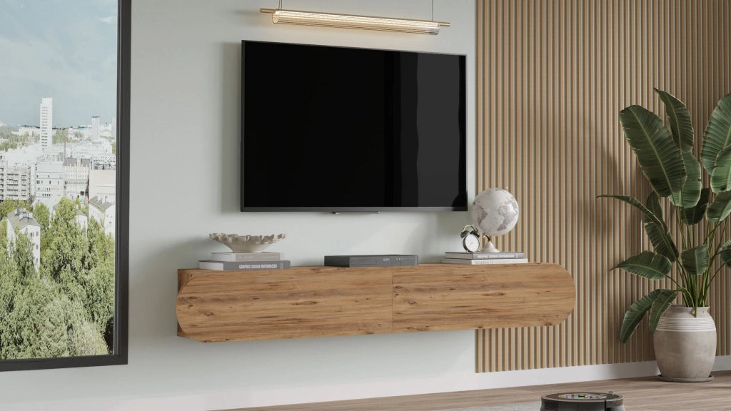 Porta TV in legno "LUM1" - 180 x 31 x 29 cm - Marrone
