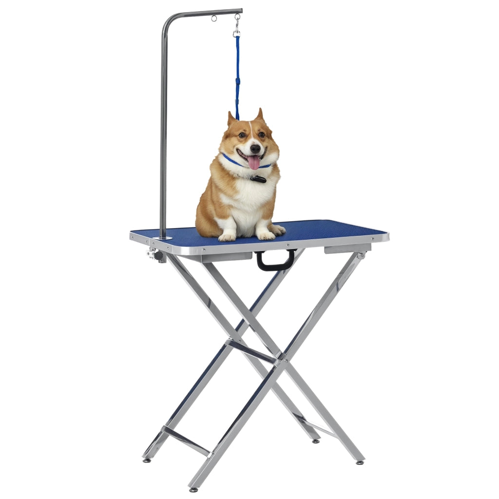 Tavolo Toelettatura Animali ¨C Xylo ¨C Piano Antiscivolo Gambe Pieghevoli 72x45x74-81cm Blu