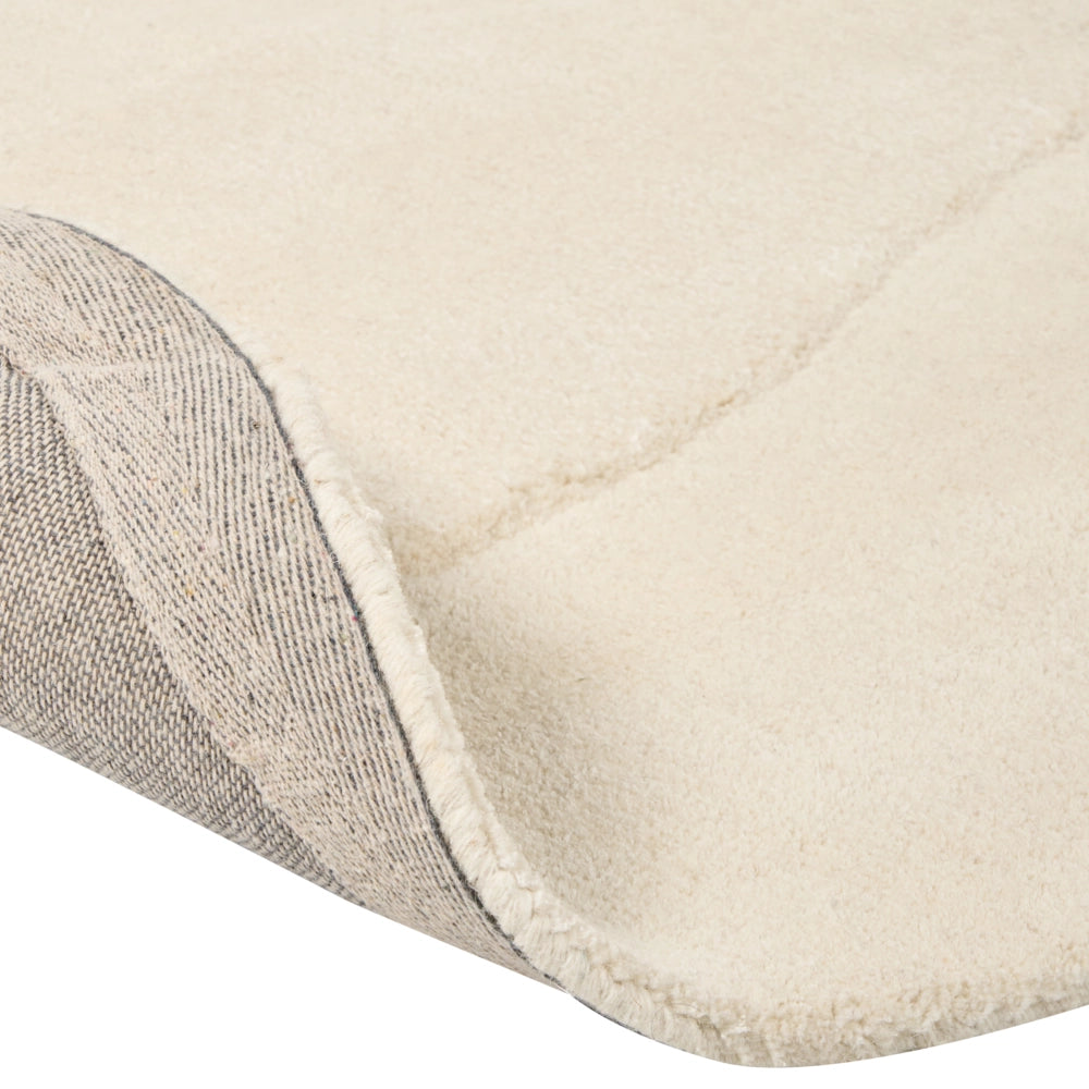 Tappeto Area Beige Viscosa Lana 160 x 160 cm Fatto a Mano Low Pile Soggiorno Cotone Moderno