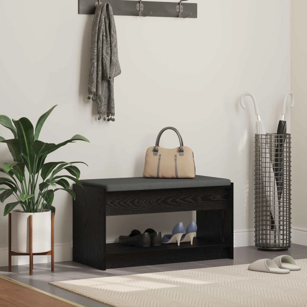 Panca per ingresso con cuscino Rovere Nero 83 x 38 x 45 cm 891577