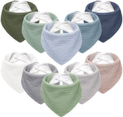 Set di fasce per neonati con clip, mussola per bambini e bambine, fasce per neonati regolabili con cuffia, 10 pezzi (blu-verde)