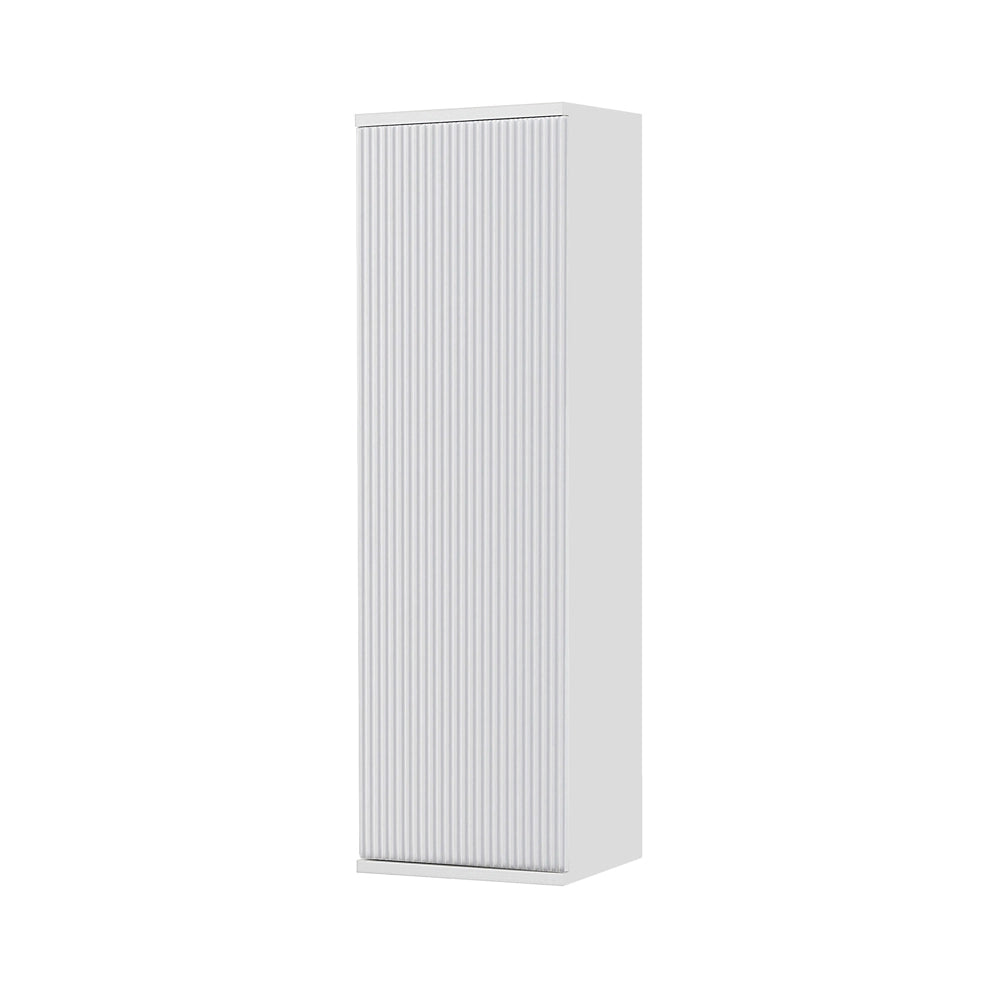 Colonna bagno sospesa 33 cm bianco cannettato con ripiani Wise