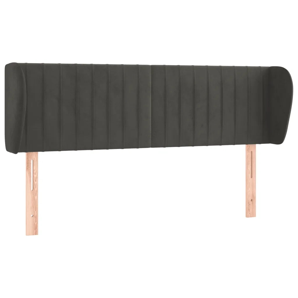 Testiera ad Orecchio-Testata con Orecchie Grigio Scuro 147x23x78/88 cm in Velluto 238302