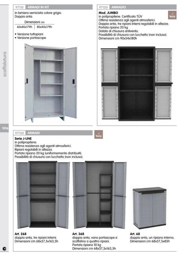 1pz armadio terry 2ante cm 90x54x180h 3 ripaini jumbo2900qb cod:ferx.31583