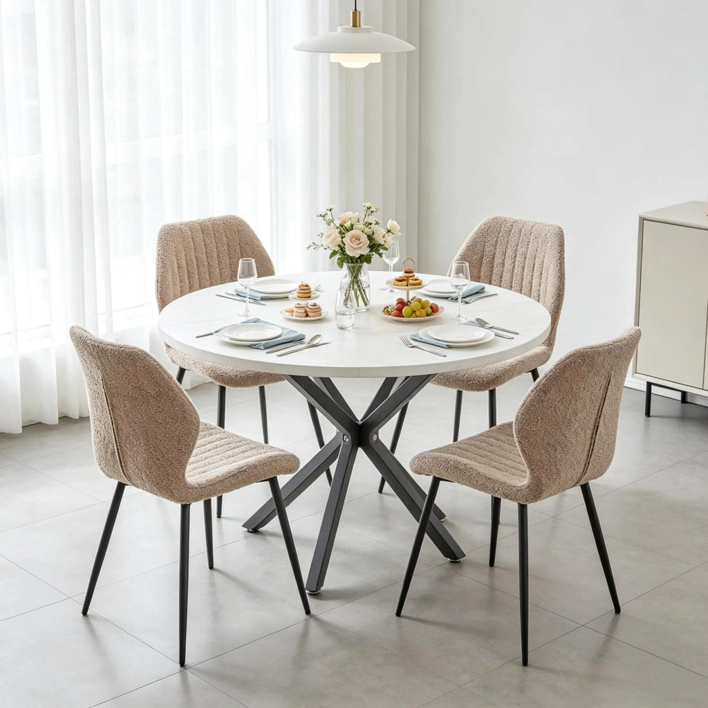 Set 4 Sedie Imbottite Eleganti e Comode, Delicate sulla Pelle, per Trucco, Cucina e Ufficio