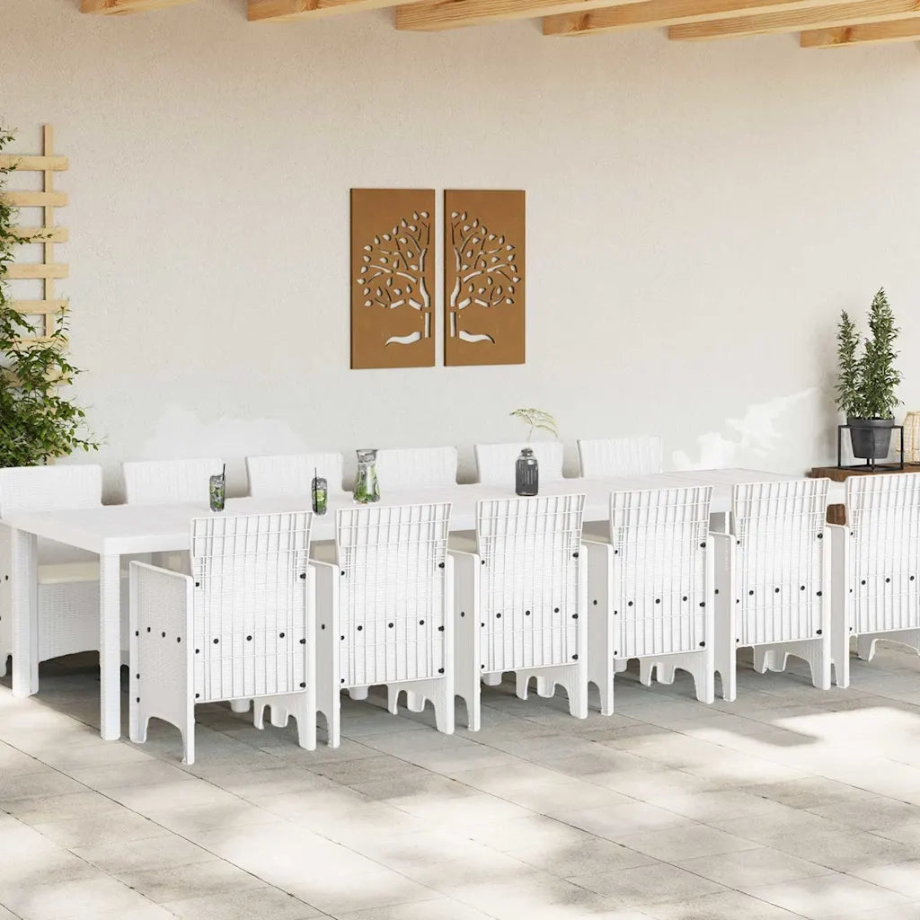 Set da Pranzo per Giardino 13 pcs Bianco Rattan Polt 3378786