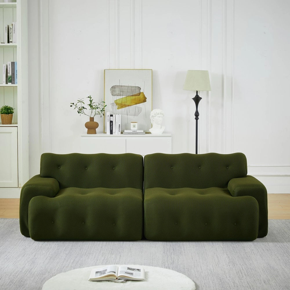 Divano 2 Posti con Braccioli e Bottoni ¨C Xylo ¨C Verde, Design Moderno