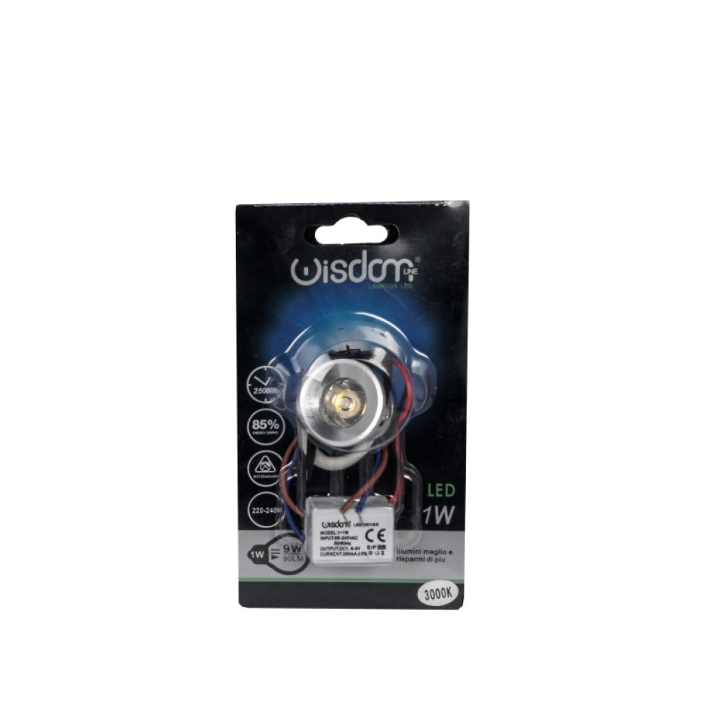 Punto luce led ad incasso 1w tondo blu silver