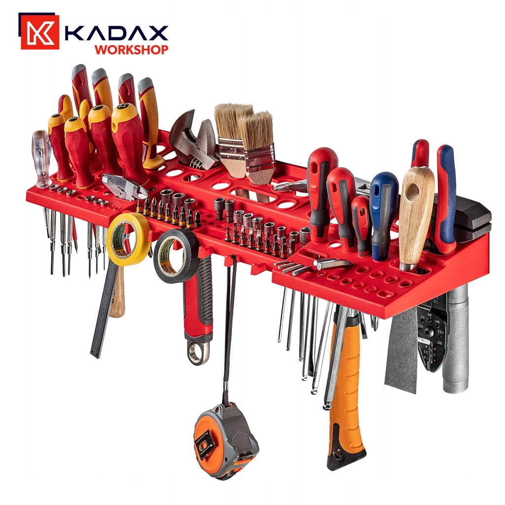 Pannello portautensili KADAX da parete per officina, 58x39 cm, 20 supporti, per garage e officina.
