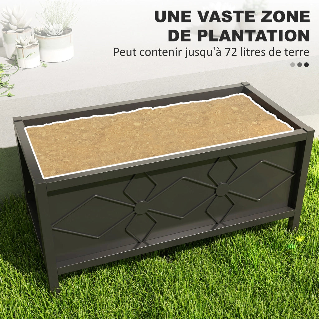 Jardiniere Rialzata Esterno ¨C zephmum ¨C Rettangolare Nero 80x40x38