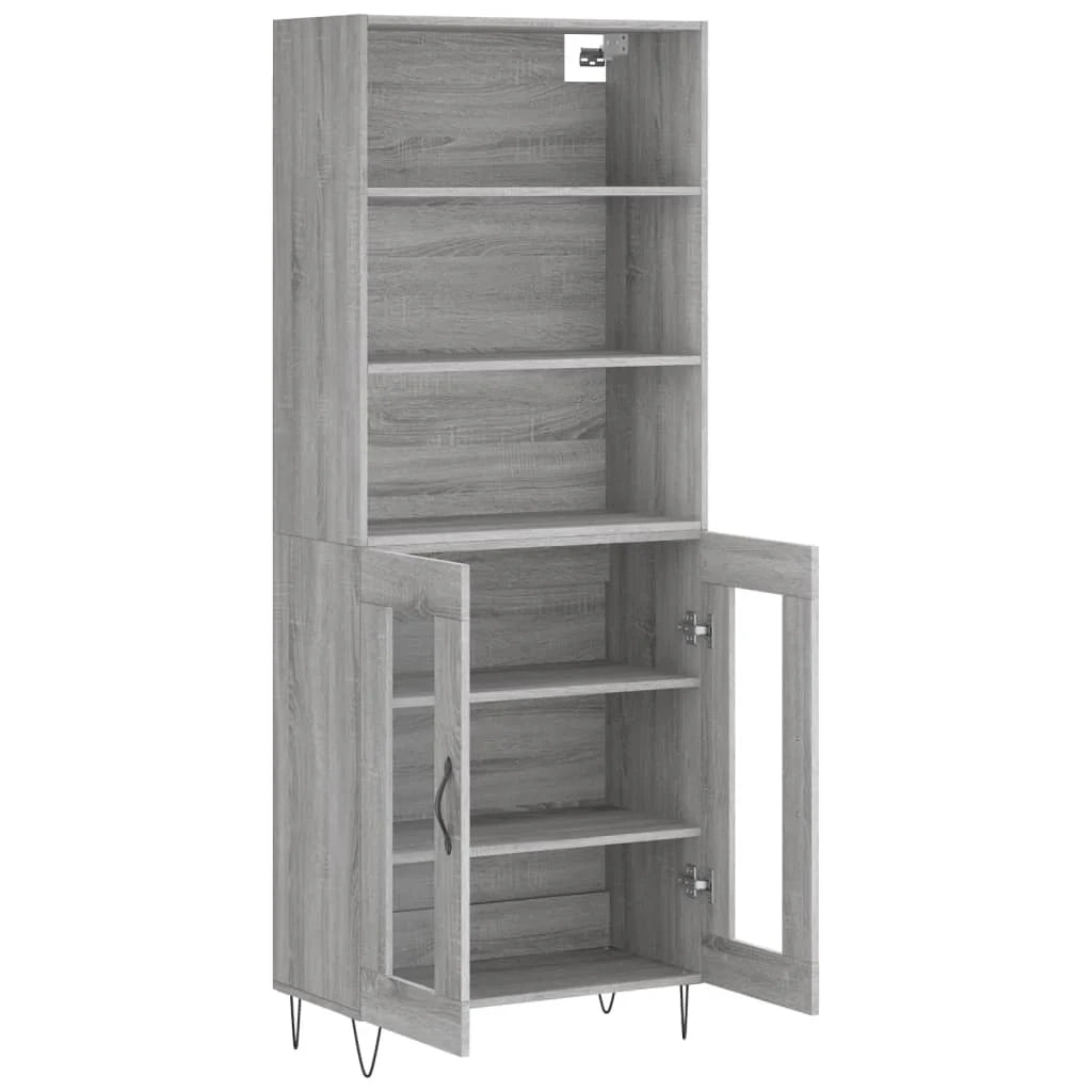 Buffet credenza cassettiera armadio mobile contenitore organizer cucina soggiorno salotto rovere Sonoma alto 69,5 x 34 x 180 cm legno ingegnerizzato grigio 02_0035426