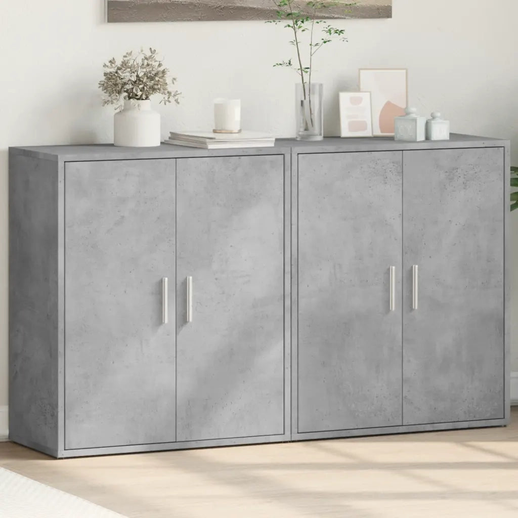 Credenze 2 pz | Madia | Buffet da pranzo | Armadio da pranzo Grigio Cemento 60x31x70 cm in Legno Multistrato