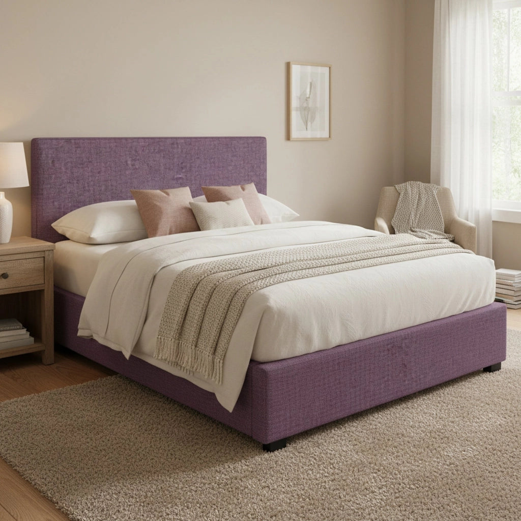 Basildon, Letto Matrimoniale Sfoderabile Made in Italy, Viola Lilla