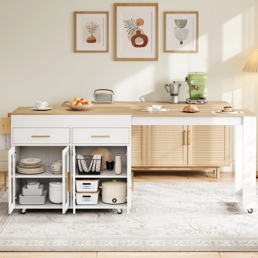 ISOLA DA CUCINA ESTRAIBILE 132,5-217 x 50 x 93 cm Bianco MDF