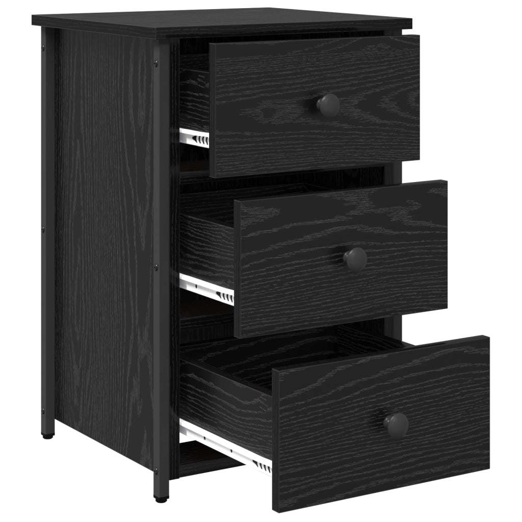 Comodino in rovere nero Rovere Nero MDF, Metallo Compatto