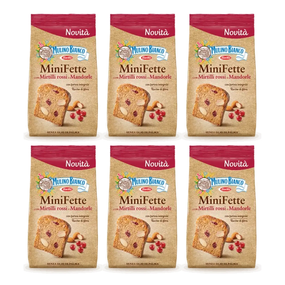 Mulino bianco minifette integrali ai mirtilli rossi e mandorle 6 confezioni da 90 gr