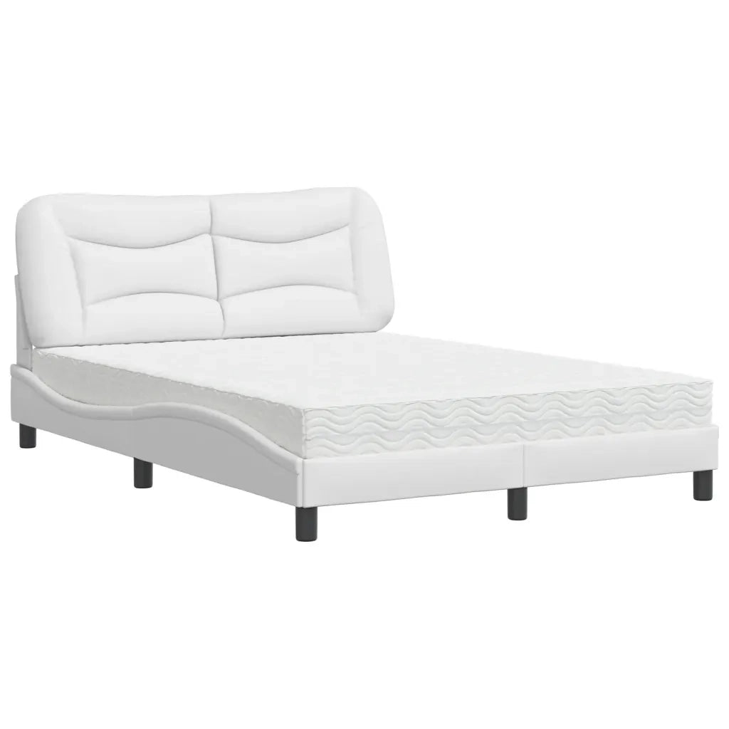 Letto con Materasso Bianco 140x190 cm in Similpelle