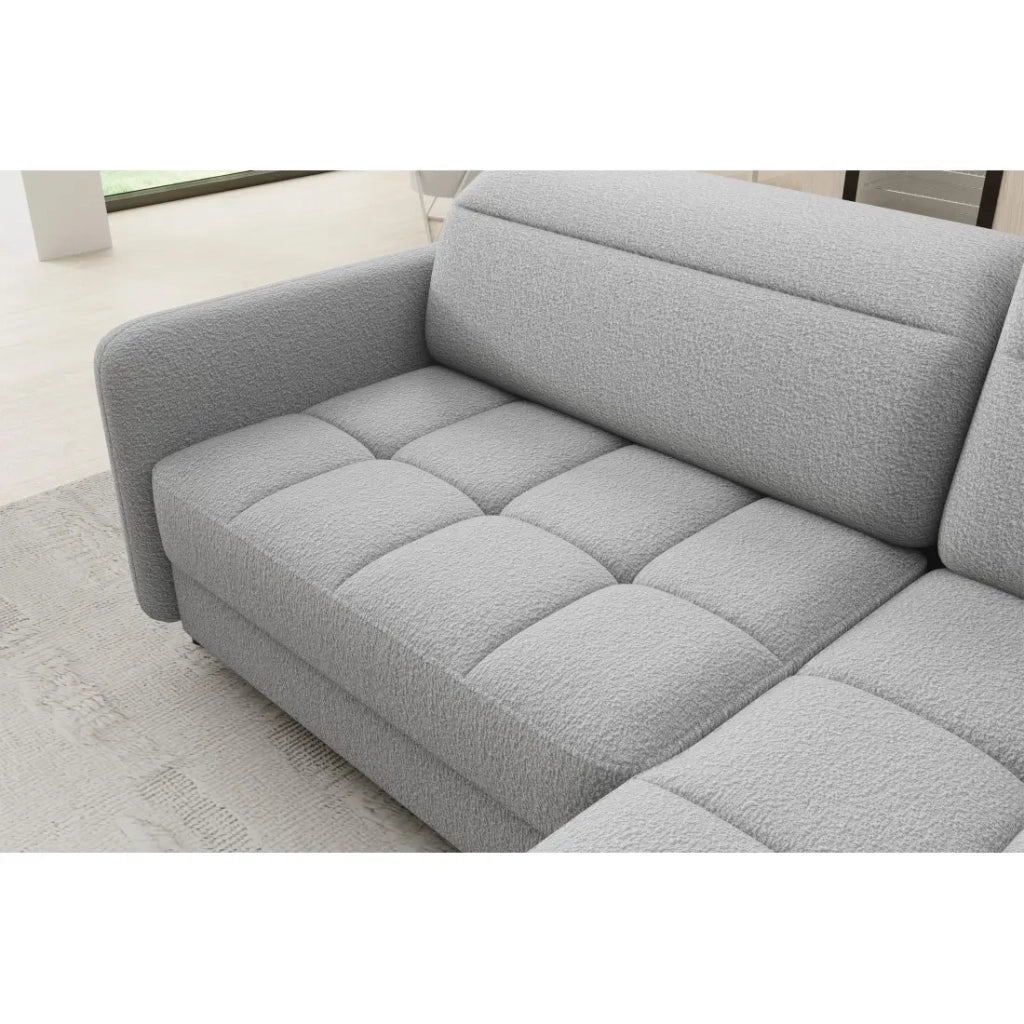 Divano angolare destro convertibile BARNEA 208 cm grigio chiné con contenitore