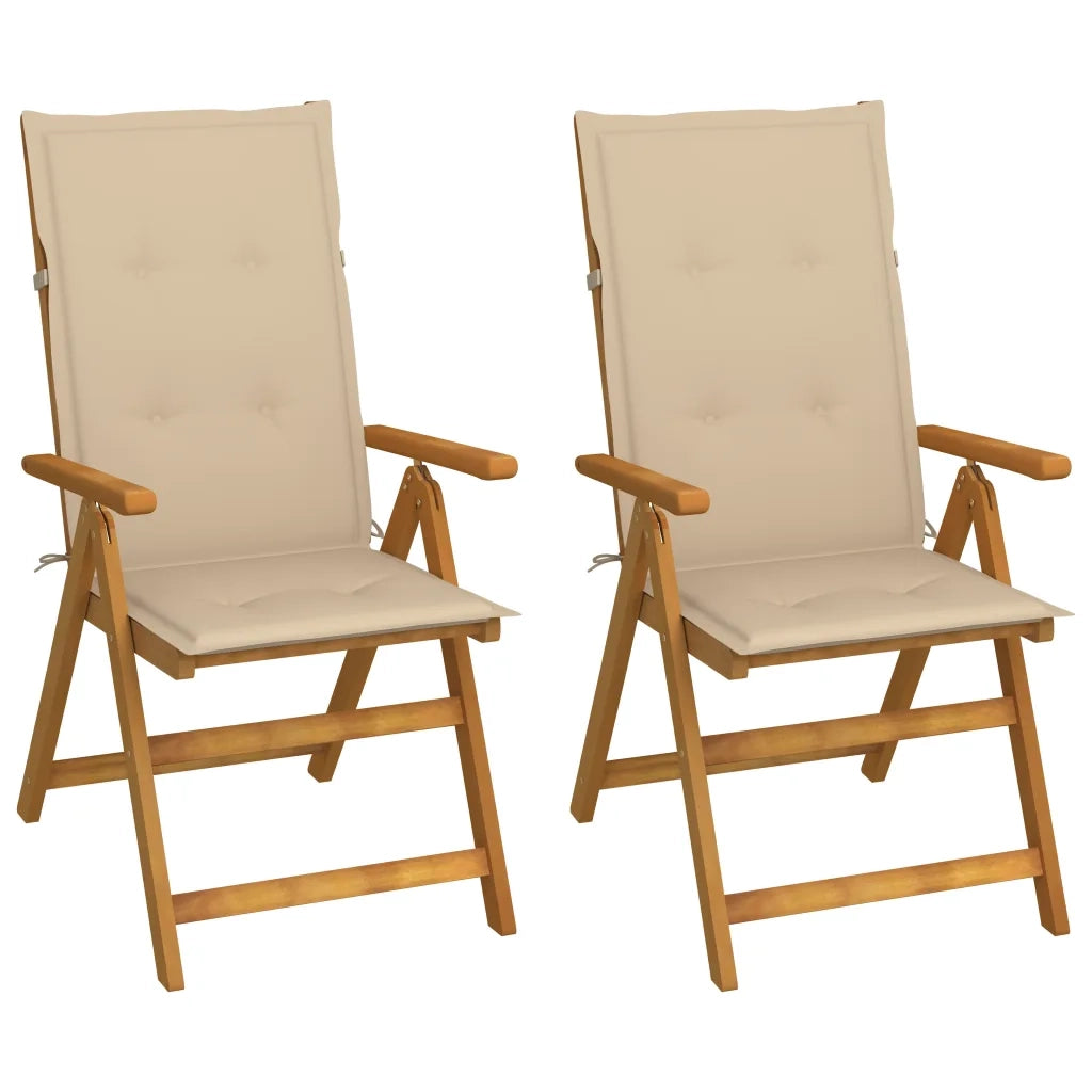 Sedie da Giardino Reclinabili 2 pz con Cuscini Massello Acacia cod mxl 9209