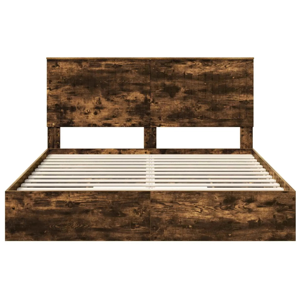 Letto con Contenitore con testiera Rovere fumé 160 x 200 cm
