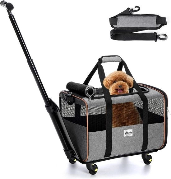 Porta Cane / Porta Gatto con Carrello 2-in-1 Box di Trasporto