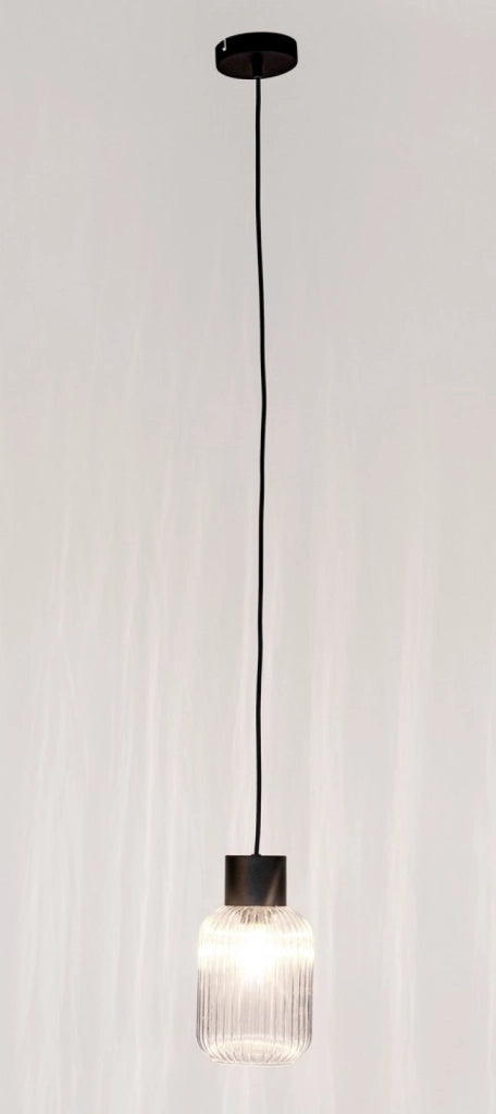 Lampadario 1 luce trasparente-nero D.15x120h