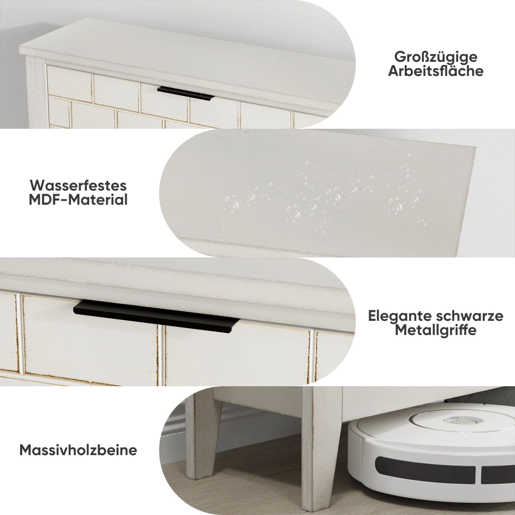 Scarpiera con 2 ante ribaltabili e vano aperto, stile farmhouse, con antiribaltamento, per ingresso, in MDF, bianco